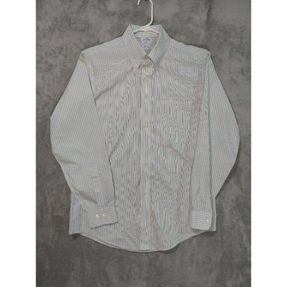 Brooks Brothers Shirt Mens 16 4/5 Blue Slim Non Iron Long Sleeve Button Down 346 - Picture 1 of 8
